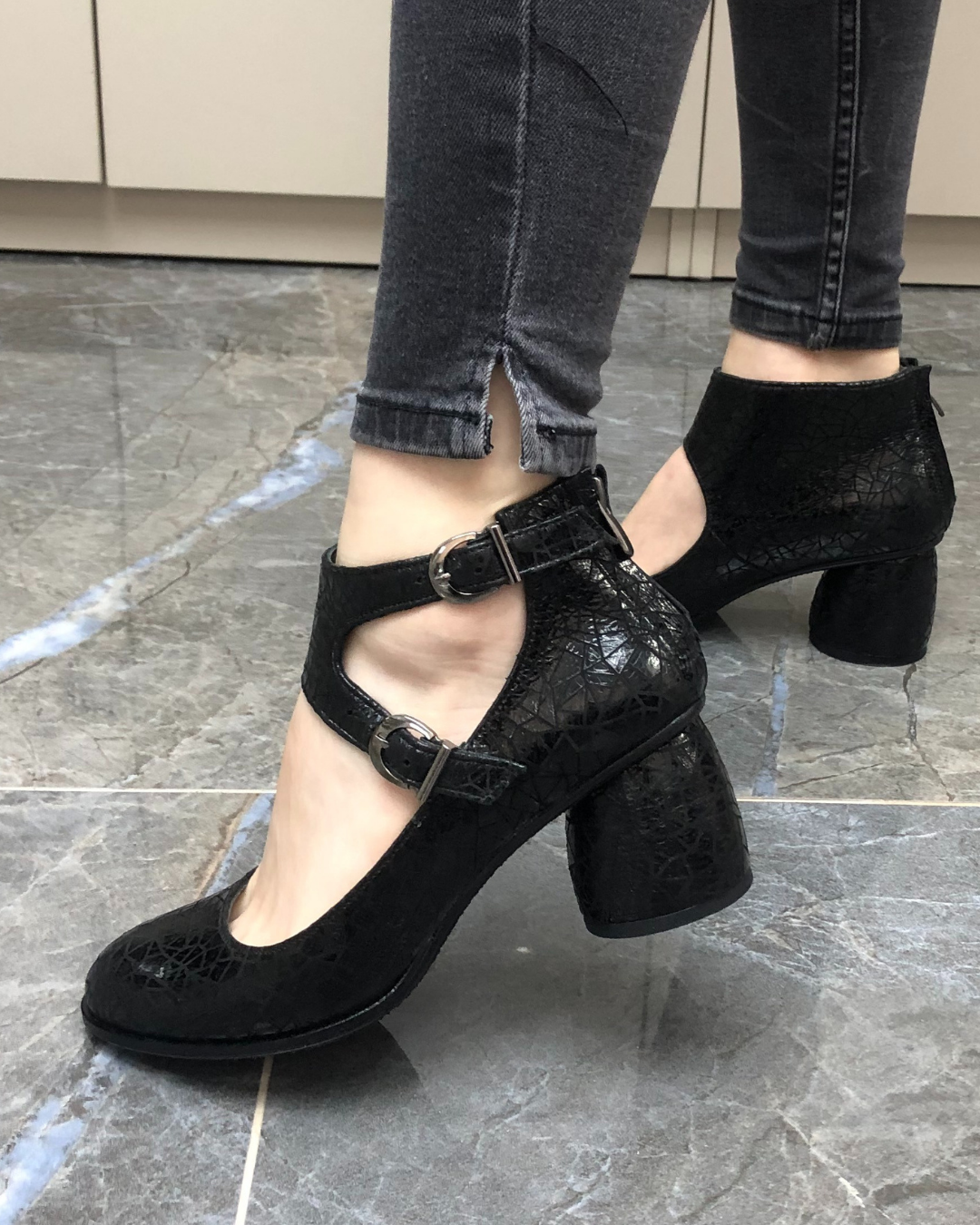 Kai %100 Deri El Yapımı Kadın Topuklu Ayakkabı