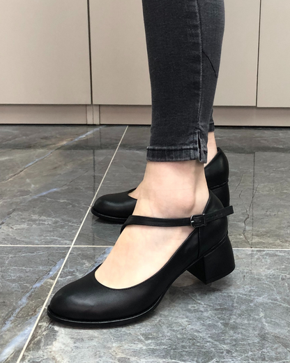 June 100% Leather Handmade Women's Heeled Shoes