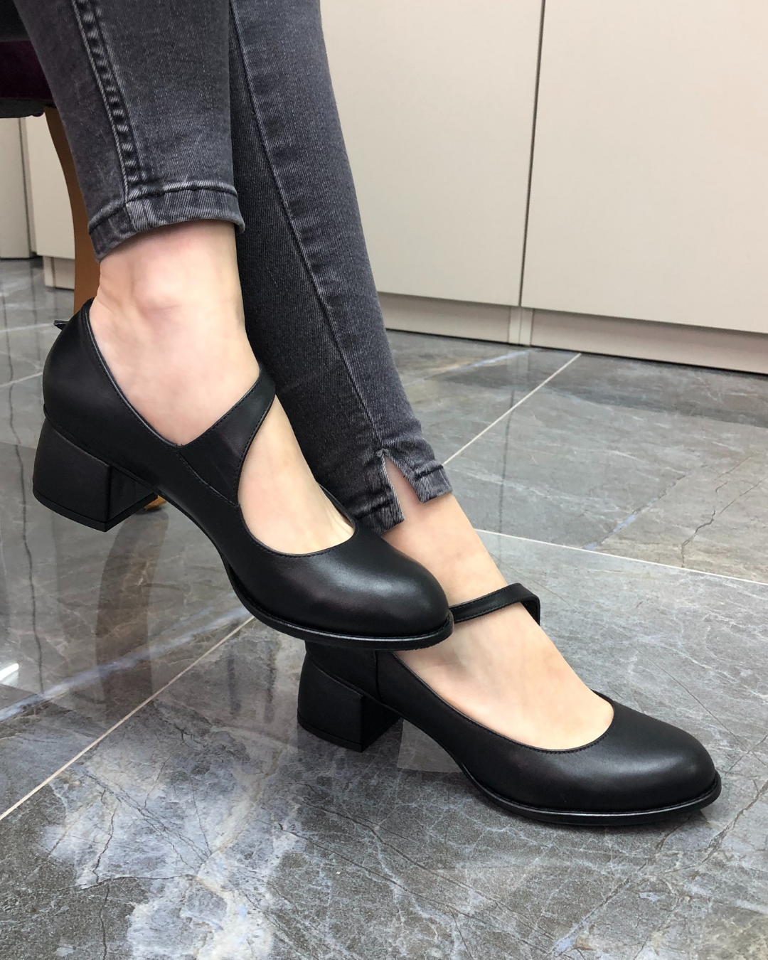 June %100 Deri El Yapımı Kadın Topuklu Ayakkabı