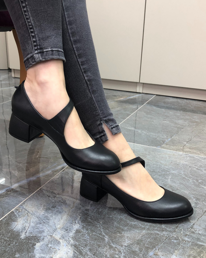 June 100% Leather Handmade Women's Heeled Shoes