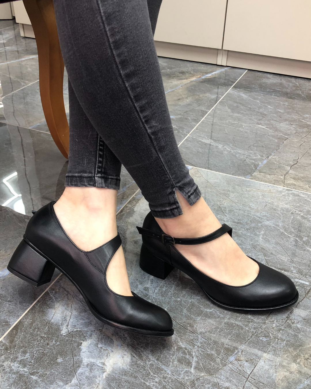 June %100 Deri El Yapımı Kadın Topuklu Ayakkabı