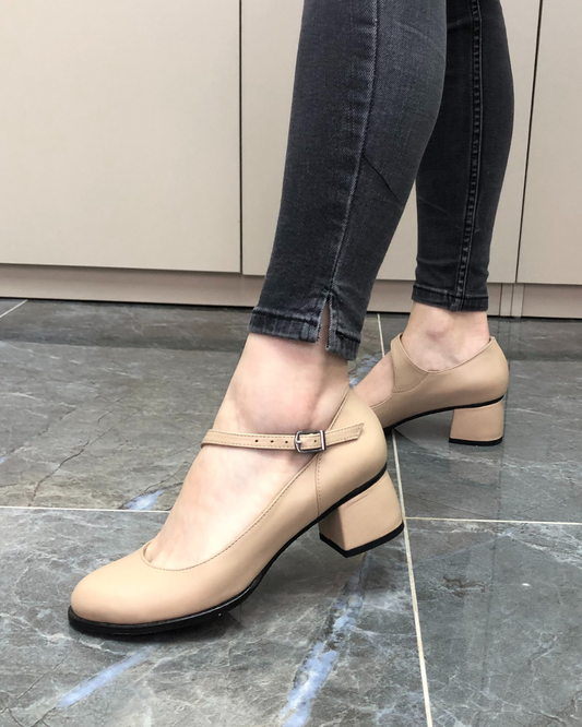 June %100 Deri El Yapımı Kadın Topuklu Ayakkabı