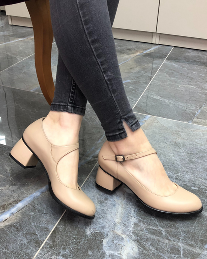 June 100% Leather Handmade Women's Heeled Shoes