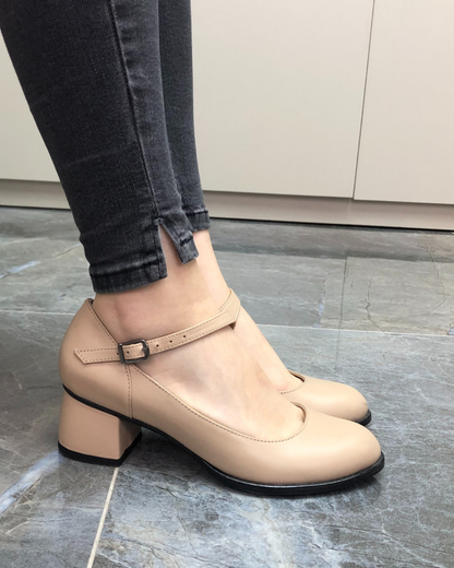 June 100% Leather Handmade Women's Heeled Shoes