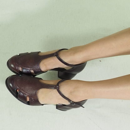 Gökçe 100% Leather Handmade Women's Heeled Sandals