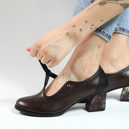 Juno 100% Leather Handmade Women's Heeled Shoes