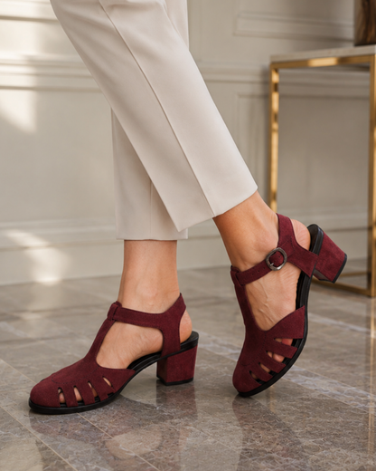 Ella %100 Deri El Yapımı Kadın Topuklu Sandalet