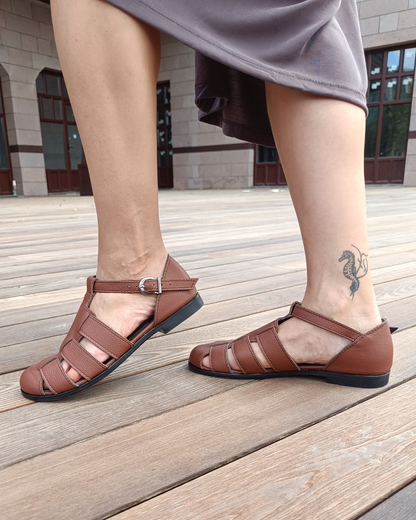 Nina %100 Deri El Yapımı Kadın Sandalet